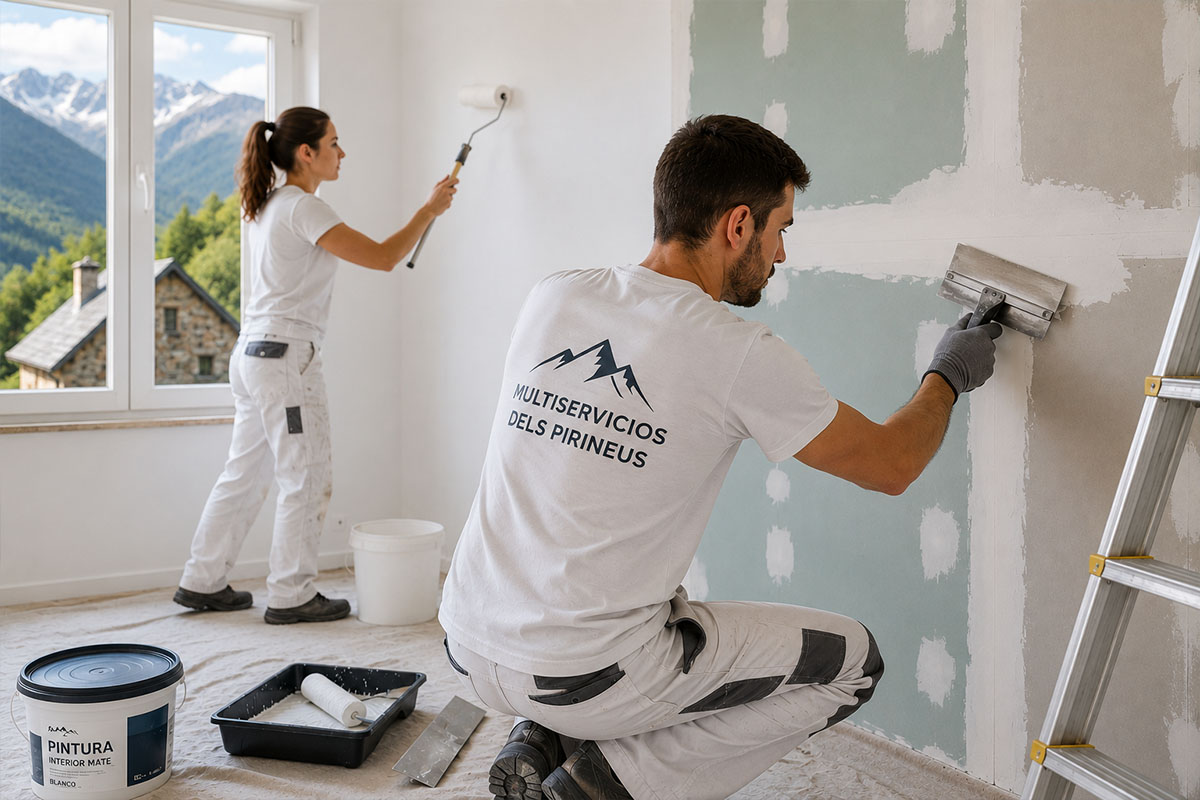 Trabajos de pintura y pladur en una vivienda del Valle de Arán